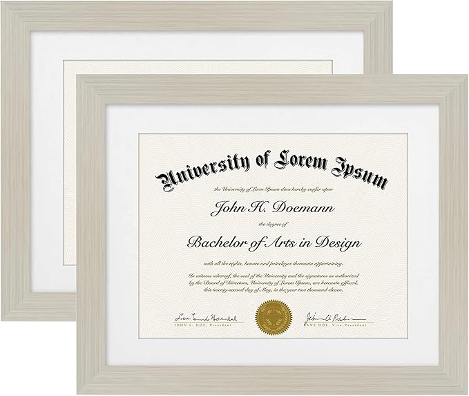 Americanflat 11x14 Diploma Frame with Shatter-Resistant Glass - Set of 2 - Use as 8.5x11 Frame with Mat or Display 11x14 Documents Without Mat - Legacy Collection - Certificate Frames - Light Wood