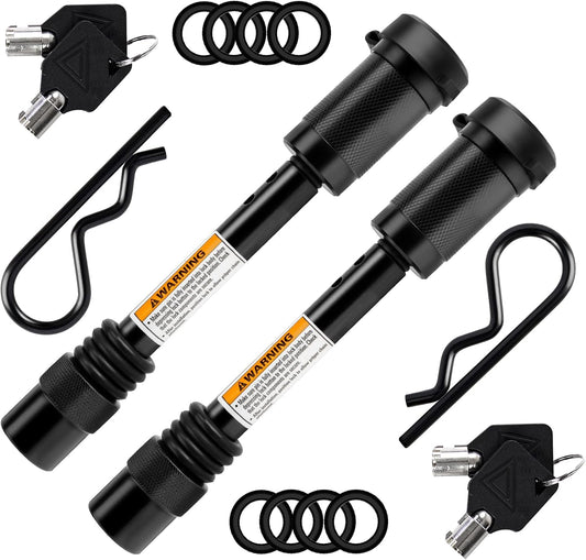 Trailer Hitch Locks, 5/8" Dia 4" Long Hitch Lock with Safety Clip Fits Class III IV V 2",2-1/2" & 3" Hitches, Hitch Lock with Anti-Rattle O-Rings for Trailer Truck Car Boat(2 Pack)