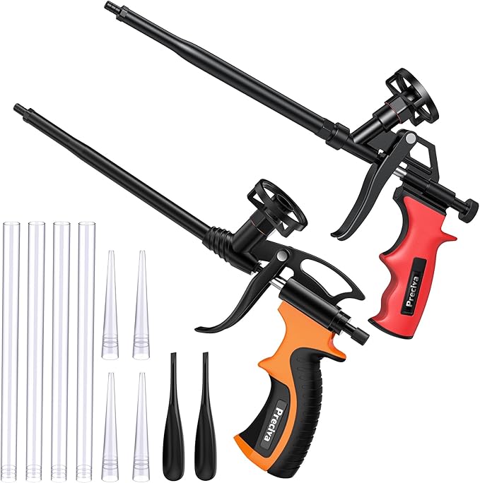 Preciva 2 PCS Spray Foam Gun, Upgrade Pu Expanding Foaming Gun Professional Caulking Gun Insulation Suitable for Caulking, Filling, Sealing