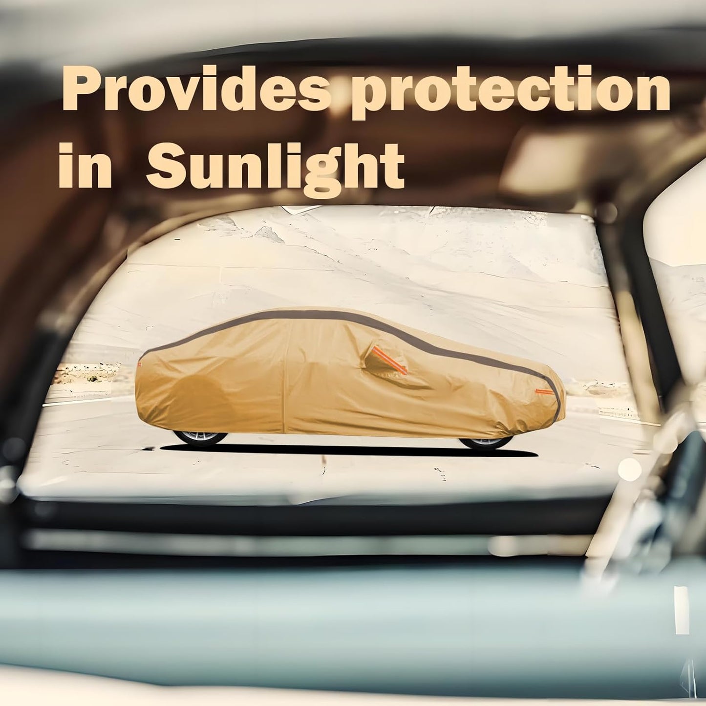 Highlander Car Cover Waterproof All Weather Compatible with Toyota Highlander 2007-2024, Outdoor Dustproof Anti-UV Sun Rain Protection Full Exterior Cover(Camel with Brown)