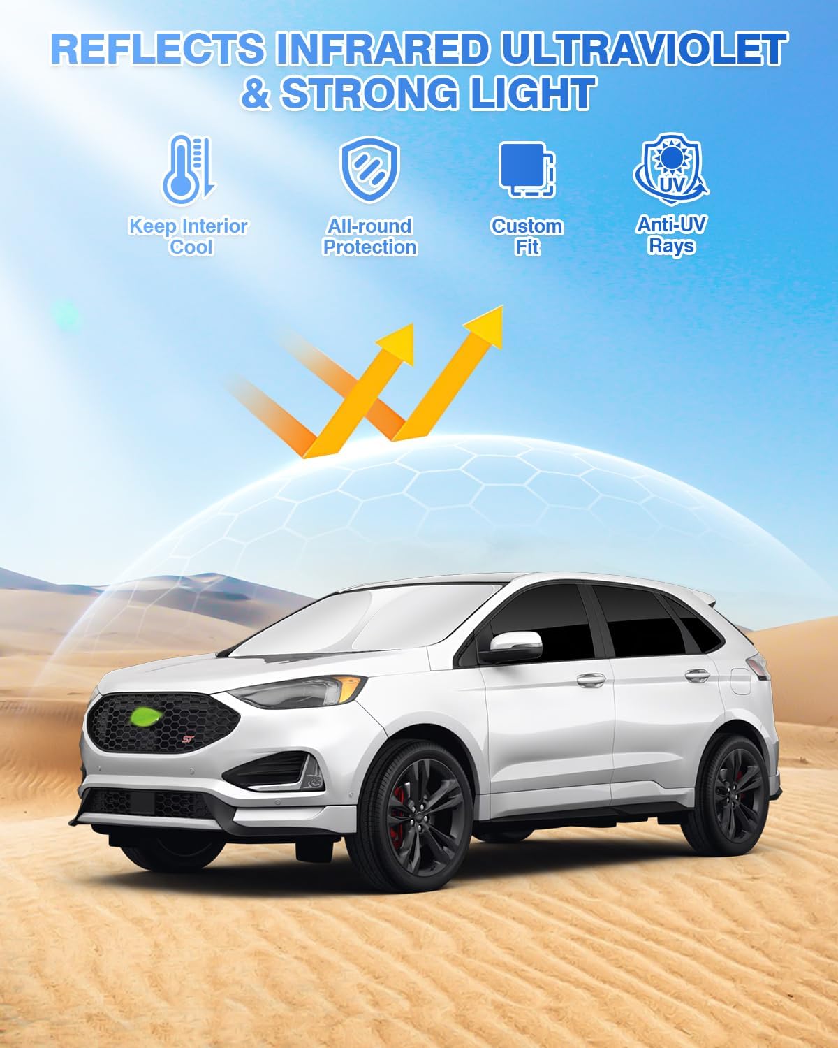 Sunshades for Ford Edge 2015-2024 Accessories Windshield Sun Shade Side Rear Window Shade Cover Sun Visor Shield Privacy Protection Keep Vehicle Cool Black 8PCS