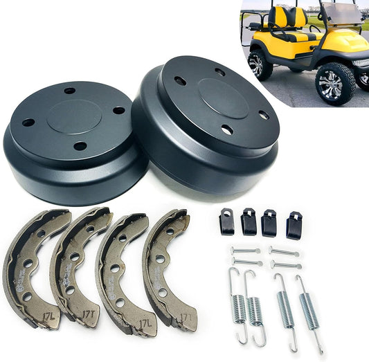 Golf Cart Brake Drums Kit with Brake Shoes & Springs for Club Car, 18 PCS Rear Brake Repair Kit Compatible with 1995-up DS 2004-up Precedent Gas & Electric
