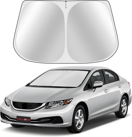 Custom Fit Windshield Sun Shade for Honda Civic 2012-2015 - Full Coverage, 210T Reflective Fabric, Double-Layer Design - Blocks 99% UV Rays, Keeps Car Cool, Easy to Install and Store