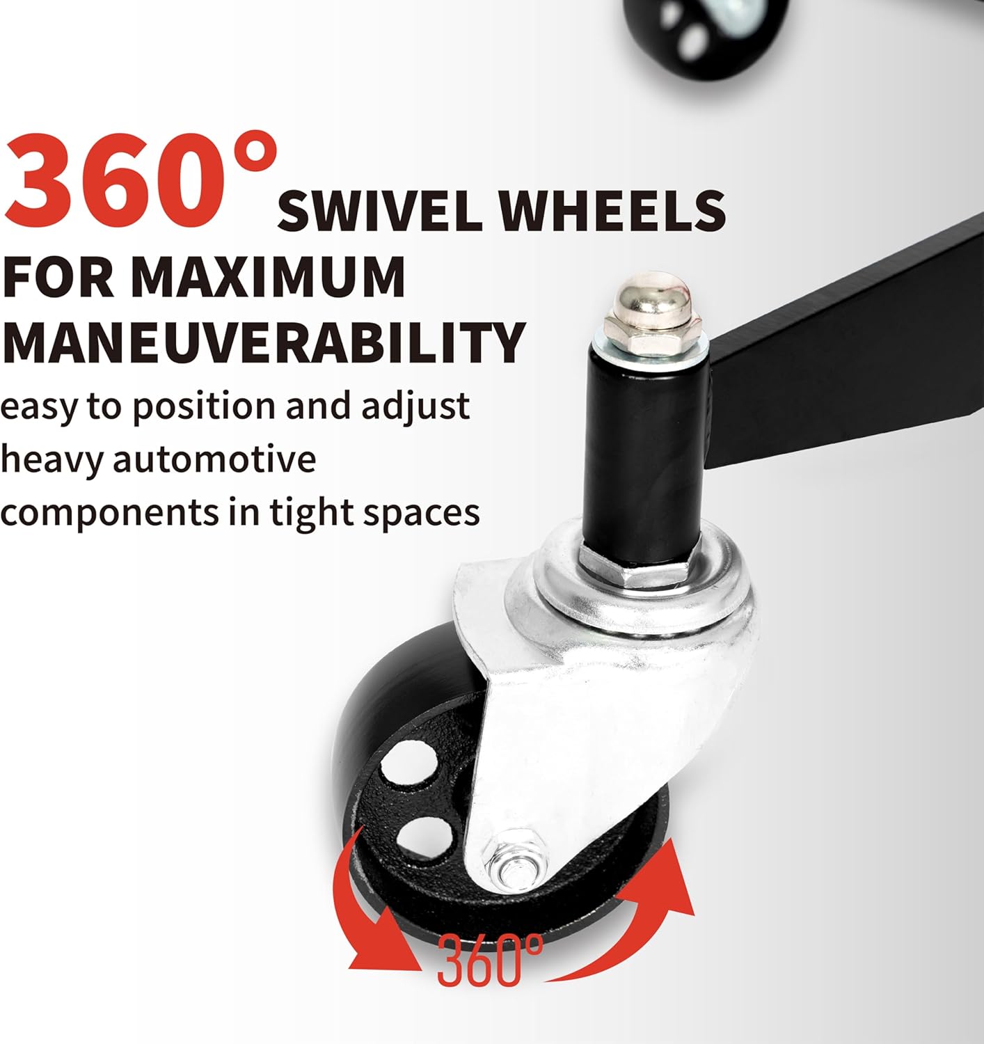 0.75 Ton (1660 lbs) Hydraulic Telescoping Transmission Jack with 360° Swivel Wheels, Foldable Foot Pedal, Adjustable Garage/Shop Lift Hoist for Auto Repair & Vehicle Maintenance