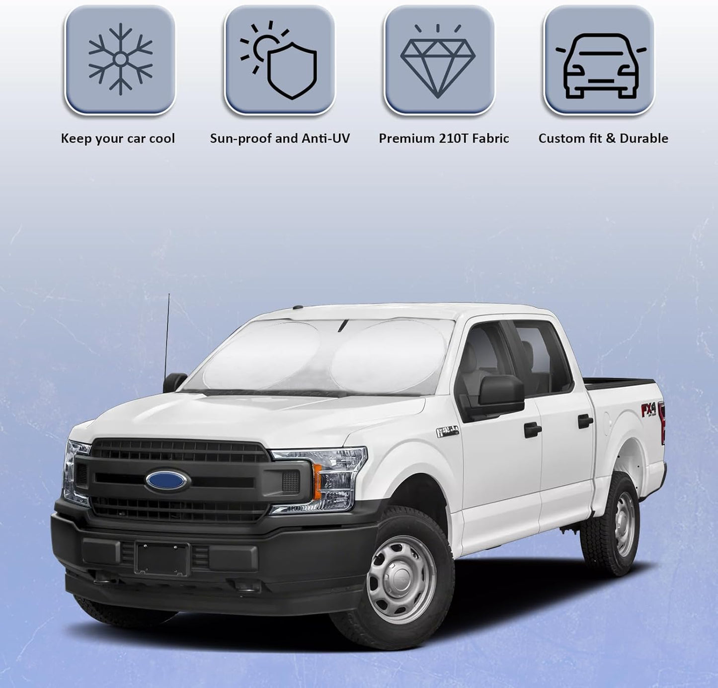 Windshield Sun Shades Sunshade fit for Ford F150 2021-2024 2025 2026 Front Window Shield Sun Visor Protector for Ford F150 F-150 Lariat King Ranch Platinum XL XLT Limited Raptor Truck Car Accessories