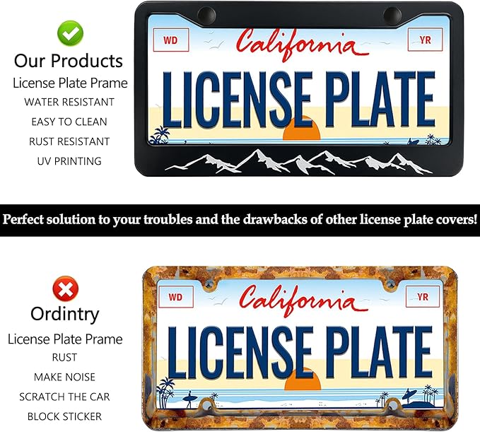Mountains License Plate Frame - Mountain Raised Aluminum Metal License Plate Frames Holder, Rust-Proof Waterproof Car Decorative Tag Frames for Standard Us 12x6 Inch