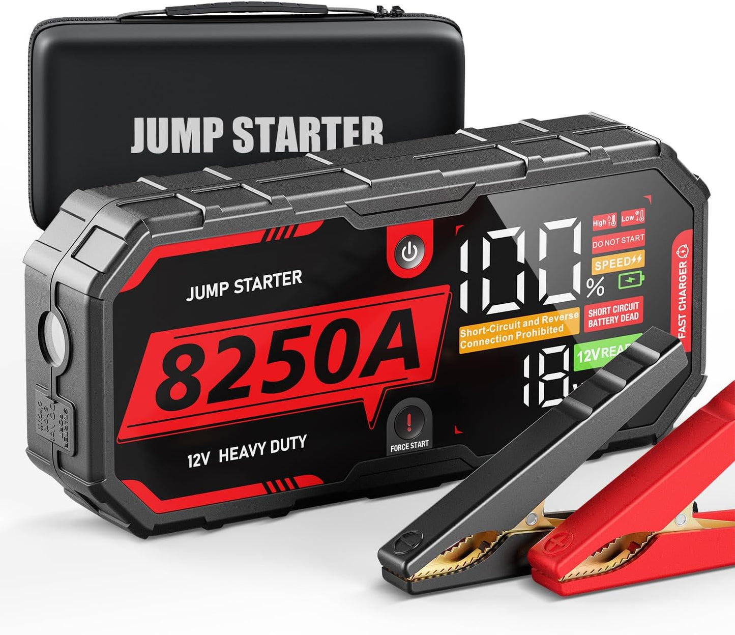 8250A Jump Starter, ATGFOX 12V Lithium Battery Booster Pack (Up to 10.0L Gas/8.0L Diesel Engines), Portable Jump Box, Car Jumper Starter w/Quick Charge, 2 USB-C Power Bank, 48-Month Standby 960CCA
