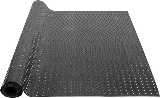 VEVOR Diamond-Plate Flooring Roll, SBR Rubber Mat, Easy to Clean, Gym & Garage Industry, Black
