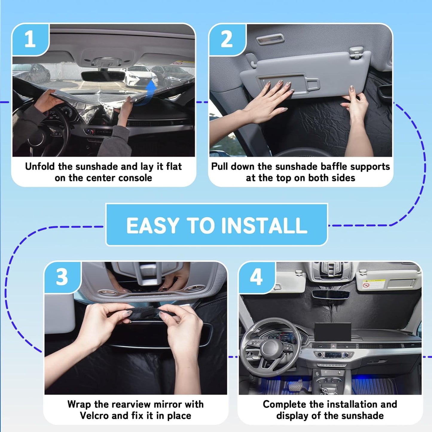 Custom Fit Windshield Sun Shade for VW Tiguan 2018-2025, Blocks UV & Heat, Front Window Sunshade Accessories, Easy Fold & Store Keep Your Car Cooler
