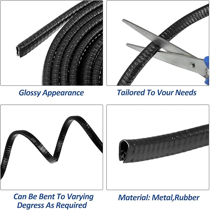 33Ft Car Door Edge Guards - Black Universal Fit Door Edge Protector, Rubber U Shape Automotive Door Trim Molding for Sedans Trucks SUV ATV - No Glue Required (Black, 33FT)