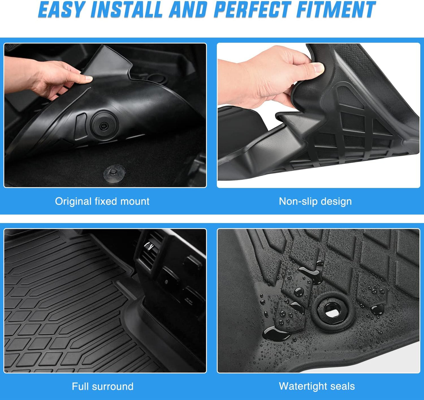 Nilight TPE Floor Mats for Hyundai IONIQ 5 SE Standard Range SE SEL 2022 2023 2024 2025 Movable Console,All Weather Custom Fit Heavy Duty Floor Liners