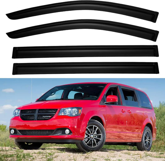 Window Visors Rain Guards for 2008-2020 Dodge Grand Caravan, Out-Channel Window Vent Wind Deflectors Visors Shades for 2008-2016 Chrysler Town Country, 2009-2012 Volkswagen (VW) Routan