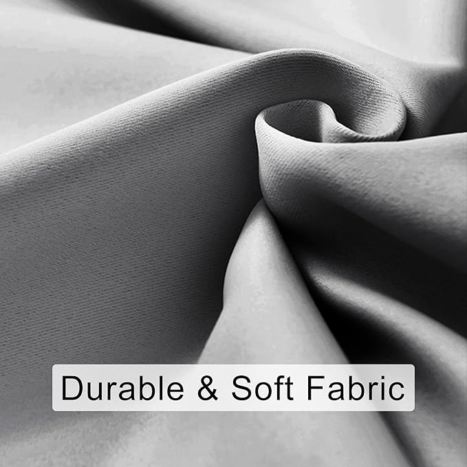 JIUZHEN Silver Grey Curtains for Bedroom - Thermal Insulated Blackout Curtains with Tiebacks 2 Panels, Room Darkening Rod Pocket Curtains for Living Room, 60 x 72 Inch Length