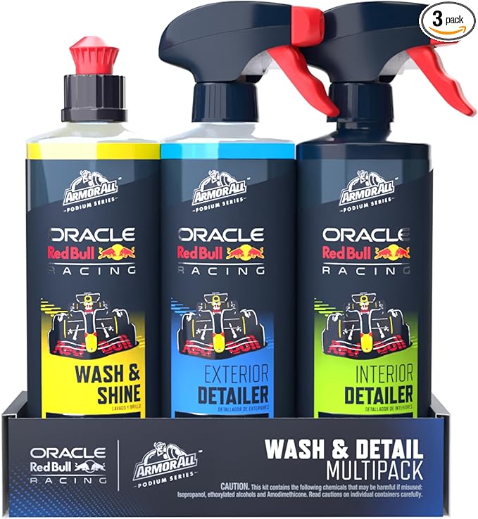 Armor All Podium Series 3-Piece Car Wash & Detail Kit Developed with Oracle Red Bull Racing, Includes Hybrid Ceramic Wash & Shine, Exterior Detailer Spray, and Interior Detailer Spray, 16 fl oz Each