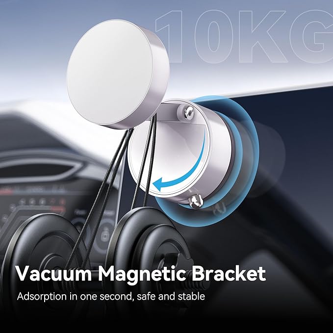 Magnetic Car Phone Mount - Ultra Strong Vacuum Suction Phone Holder for Dashboard/Windshield, Foldable 360° Adjustable Car Phone Mount Compatible with iPhone 16/15/14 & All Smartphones-817001C