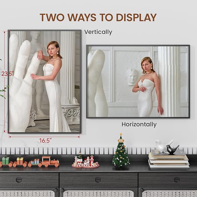 Heimlove 17x24 Metal Picture Frame,Black Aluminum Wall Gallery Poster Puzzles Artwork frames-Real Tempered Glass,Mounting Horizontally or Vertically Decor for Wall-3 Pack