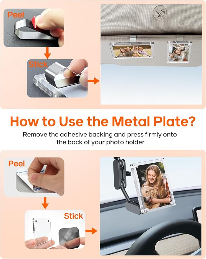 2Pcs Large Magnetic Car Visor Photo Holder - Strong Clip-On Frames for 3.5"x4.4" Photos - Durable Acrylic Visor Clip Photo Frame for Family & Pets - Secure Photo Car Visor Clip Accessories Gift