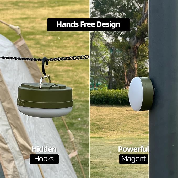 LED Camping Light,4Modes Portable AA Battery Powered Hanging Tent Lantern with Magnetic Base and Foldable Hook for Emergency Use or Campsites, (Without Batteries-Green)