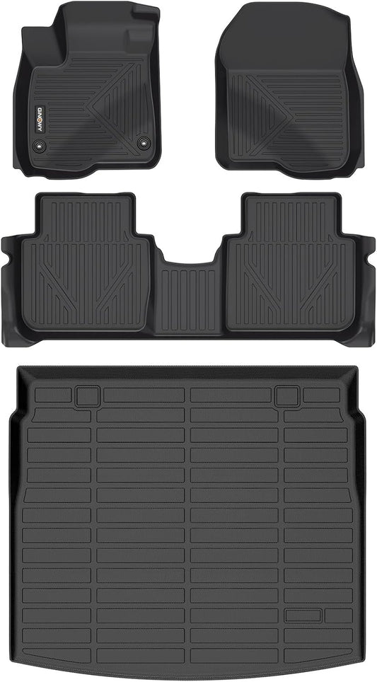 GINOWY-Floor Mats & Cargo Liner for Honda CRV 2023 2024 2025 2026 (Include Hybrid) TPE All Weather 2024 CRV Hybrid Car Mats Non-Slip Trunk Mat 2025 CR-V Floor Liners Waterproof Accessories Mats Black
