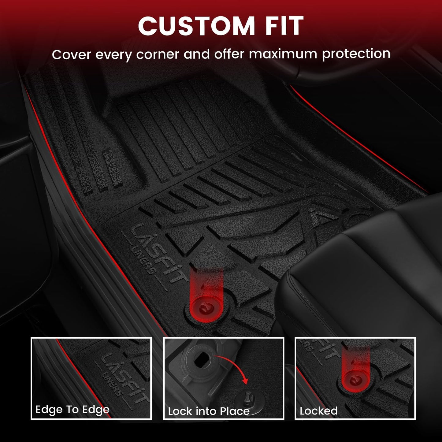 LASFIT Floor Mats & Cargo Liner 2021-2025 & Only 7 Seats (Not for 8/9 Seats) for Chevy Suburban/GMC Yukon XL(Only Yukon XL, Not Fit Yukon)/Cadillac Escalade ESV(Only Escalade ESV, Not Fit Escalade)