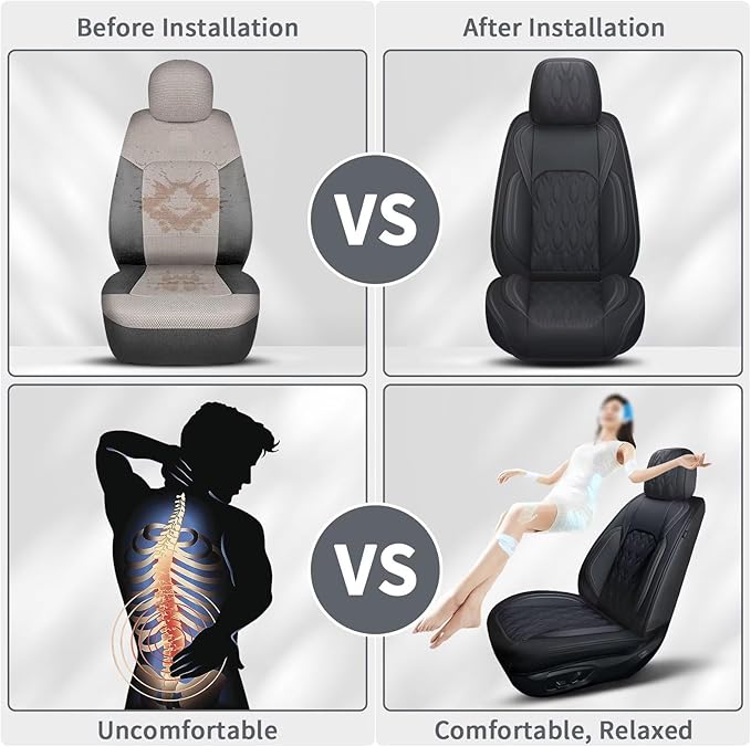 Seat Covers Full Set Fit for Nissan Frontier 2009-2023 2024 2025 Leather Seat Covers for Car - Automotive Seat Protectors Cushion Waterproof (5 Seats,Black)