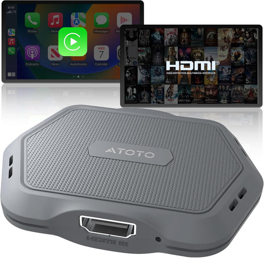 AD1 Wireless Carplay Adapter with HDMI, 2 in 1 Upgraded Dongle for Wired CarPlay Cars, Plug & Play HDMI Multimedia Hub for TV Box/Game Console/DVD/Blu-ray, Bluetooth 5.2, OTA Updates