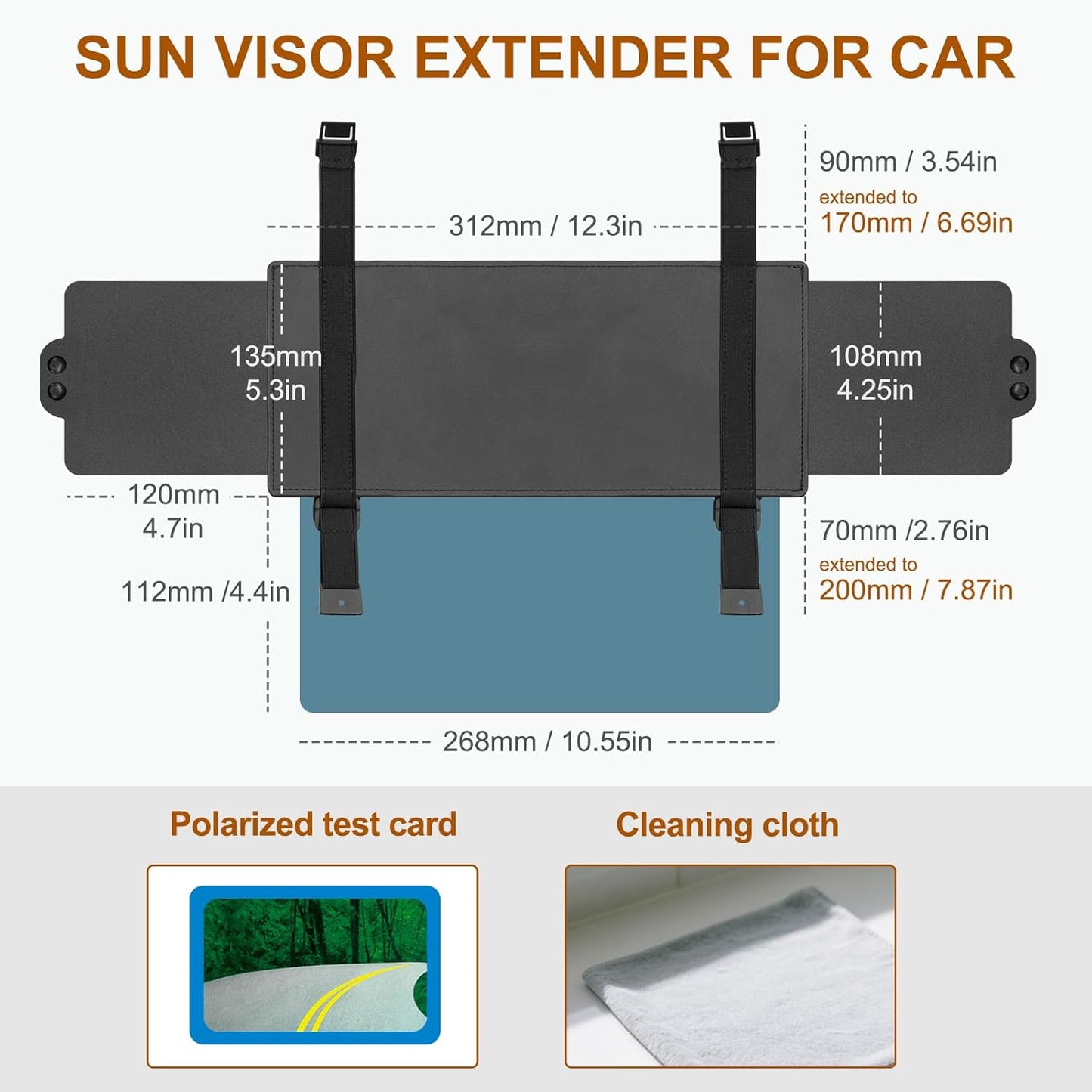 Sun Visor Extender for Car, Visor Extender Sun Blocker, Sun Visor Extension with Anti-Glare Lens Blocks UV & Sunlight, Adjustable Car Sun Visor for Safe Driving (1 Pack)