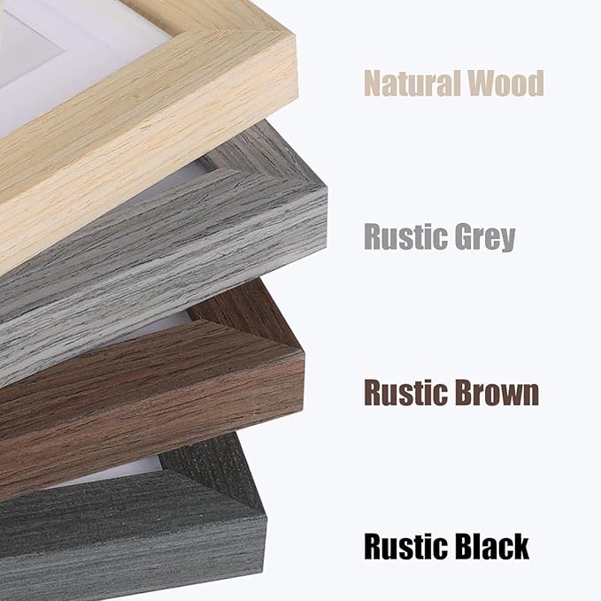 Egofine 11x14 Picture Frame Set of 4, Made of Solid Wood Multicolor Photo Frames Covered by Plexiglass 5x7 and 8x10 with Mat or 11x14 without Mat, for Table Top Display and Wall Mounting Mixed Colors