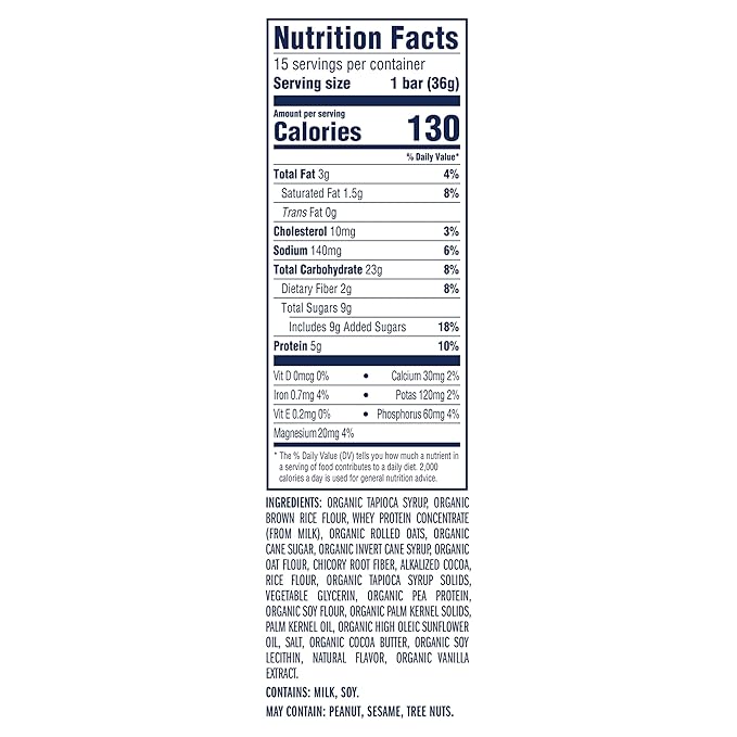 Zbar Protein - Cookies 'N Creme - Crispy Snack Bars - Made with Organic Oats - Non-GMO - 5g Protein - Gluten Free Protein Bars, School Snacks (15 Pack)