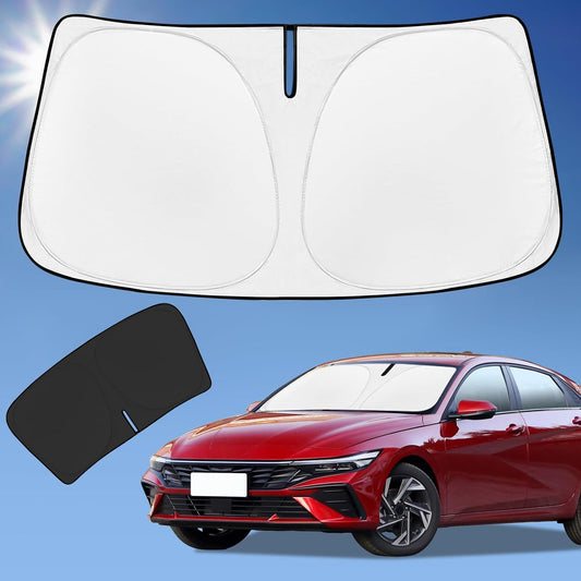 Sun Shade Sunshade for Hyundai Elantra 2021-2024 2025 2026 Windshield Cover, 4-Layer Front Window Shade Custom fit Elantra Sun Visor 240T Retractable Shade Blocks UV Rays Cooler Car Accessorie
