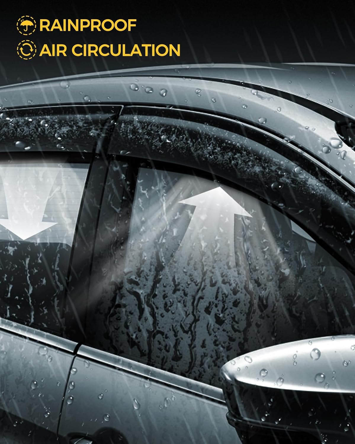 Rain Guards for Car Windows, Tape-On Window Visors Rain Guards Fit for 2018-2023 Traverse, Window Deflectors, Vent Visors for Chevy Car Accessories, 4 Pieces