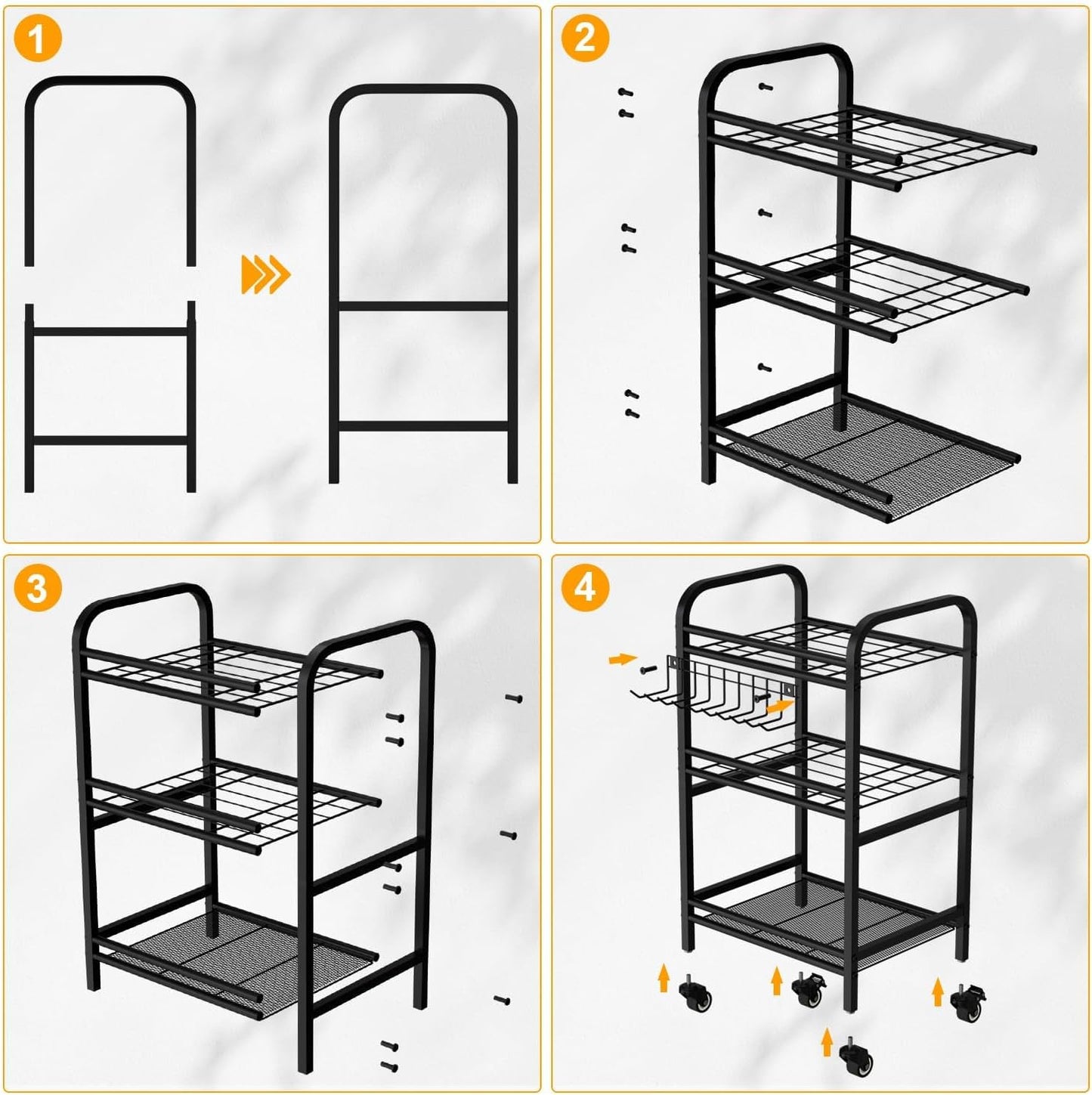 FZK Garden Tool Organizer,Garage Storage,Garden Tool Organizer for Garage,Yard Tool Organizer for Garage,Wheeled Garden Tool Rack,Up to 40 Long-Handled Garden Tool Storage,Garage Tool Organizer