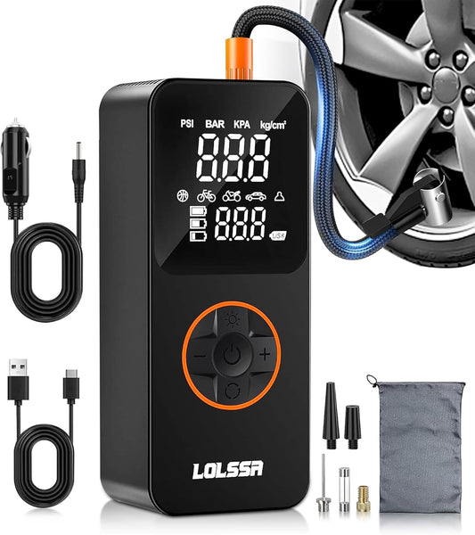 Tire Inflator Portable Air Compressor-Air Pump 20000mAh & 150PSI Cordless Electric for Car, Motorcycle, Bike, Ball, with Tire Gauge Pressure, Dual-Use Type (Orange)