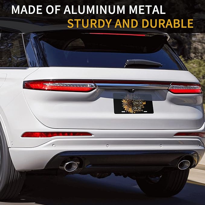 Front License Plate Be The Sunshine Vanity Plates Aluminum Metal Decorative Car Tag When You Can't Find The Sunshine Novelty License Plate Cover for Men Women ‎6 * 12 in (4 Holes)