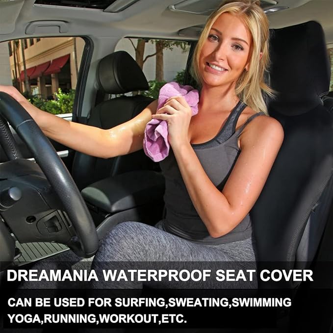 Waterproof Seat Cover, Upgraded Sweat Carseat Protector, Perfect for Universal Anti-Slip Car Truck SUV Seat, Ideal for Surfing Yoga Gym Workout, Black