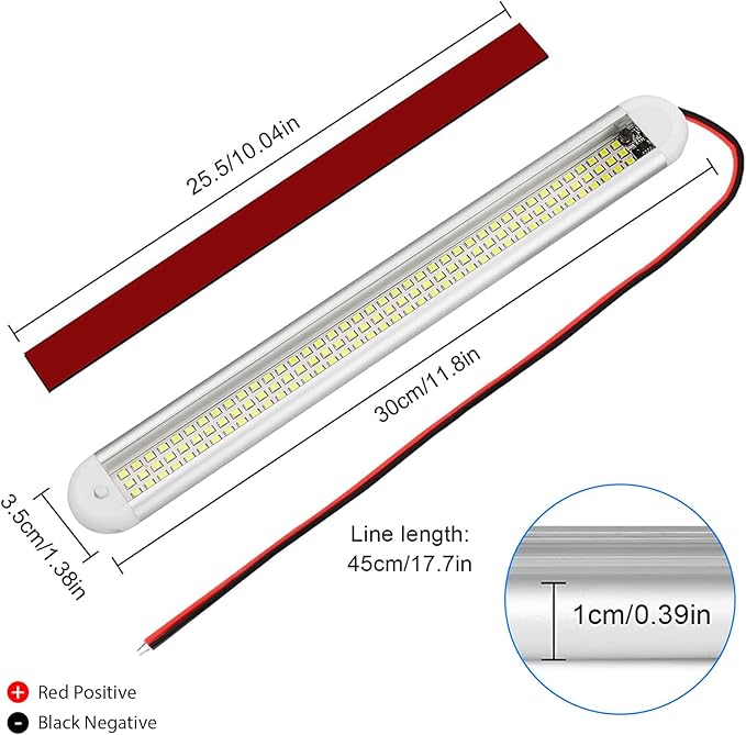 Linkstyle 4PCS 12V Interior LED Light Bar, 120 LEDs Strip Light with ON/Off Switch for Car Trailer Camper Van RV Cargo Boat
