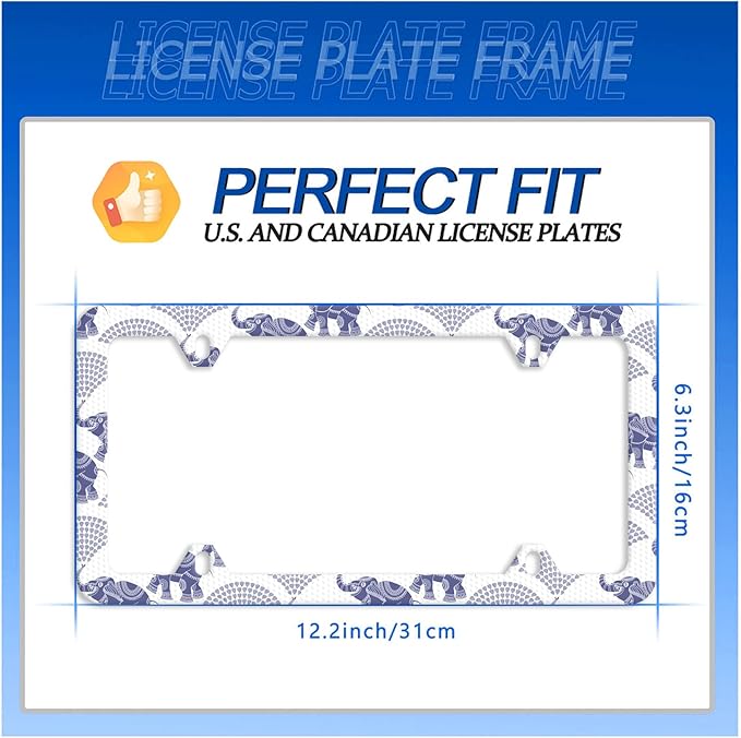 Elephant License Plate Frame Animal License Plate Stainless Steel Auto Parts Funny License Plate Decorative with Screws Size 12.3" x 6.3" Men Women