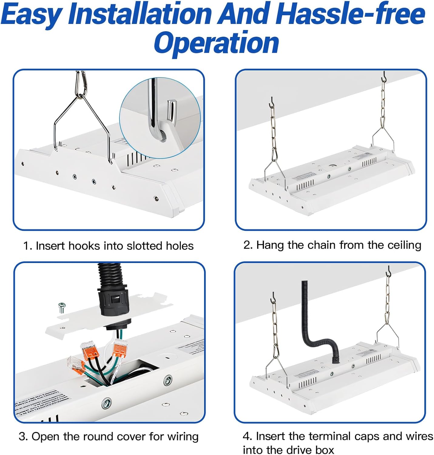 JTT LED Linear High Bay Light, 5000K Daylight 150W 21000LM Shop Light Commercial 360° Adjustable Tilt Hanging LED High Bay Shop Lighting Fixtures for Garage, ETL 1-Pack
