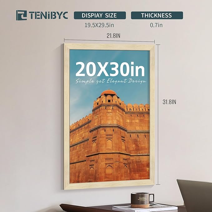 20x30 Poster Frames Set - 3 Pack - Natural Oak Wood - Display Wall Posters, Gallery Displays, Large Photos & Puzzles - Wall Decor