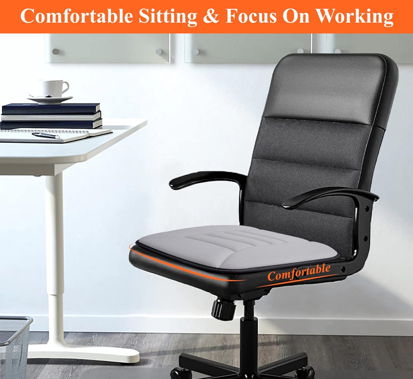 kingphenix Car Seat Cushion with 1.2inch Comfort Memory Foam, Seat Cushion for Car and Office Chair (Gray)