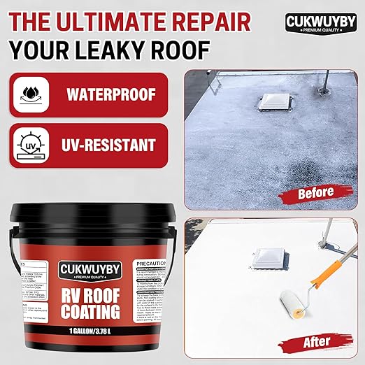 RV Roof Coating, Easy to Apply Solar Reflective Sealant, Quick Drying RV Roof Sealant, Trailer and Camper Roofs Leak Repair Liquid Waterproof Paint, 1 Gallon (White)
