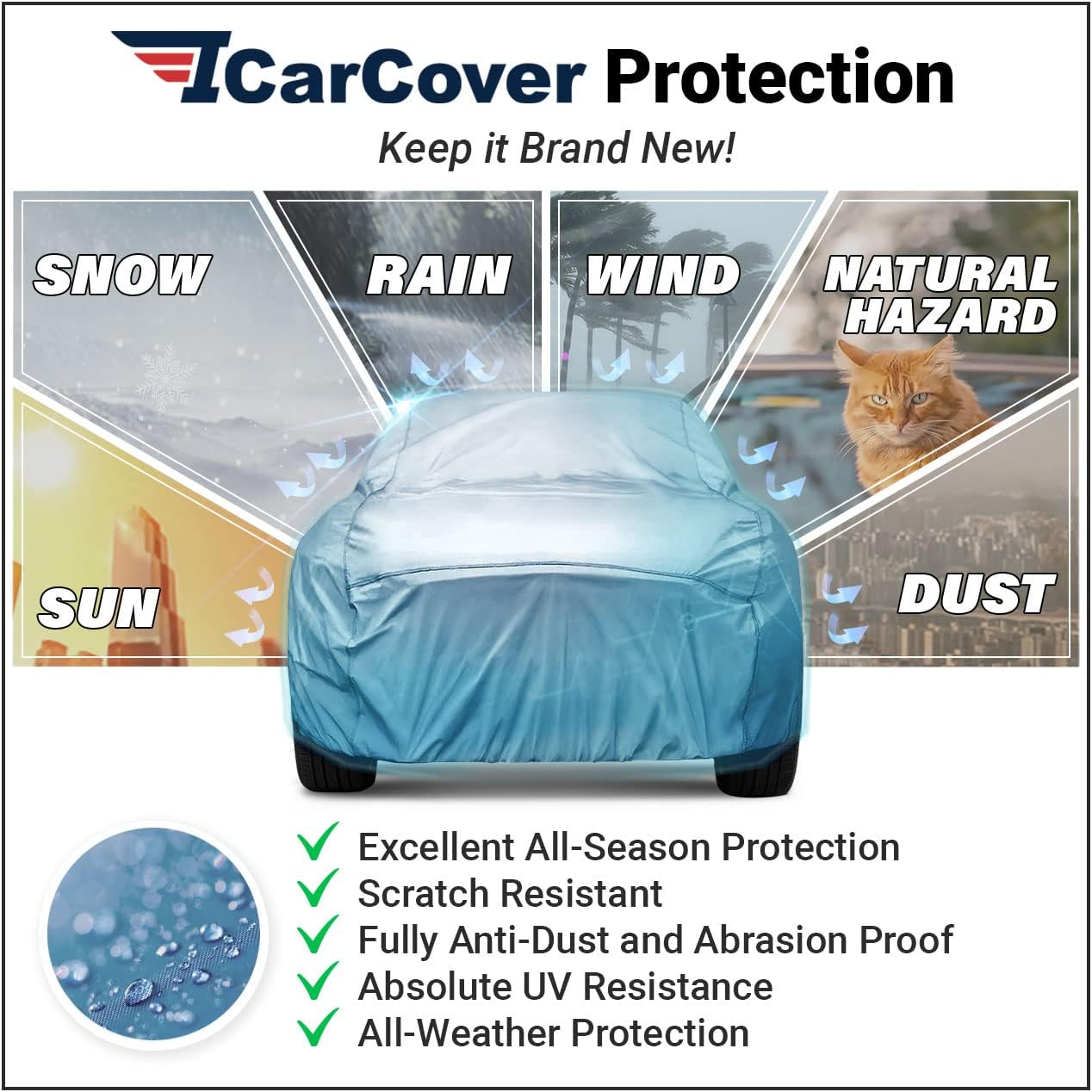 iCarCover Premium Car Cover for 1981-1982 Pontiac J2000 Heavy Duty Waterproof All-Weather Automobiles Custom Fit Indoor Outdoor UV Snow Protection Covers with Straps and Bag
