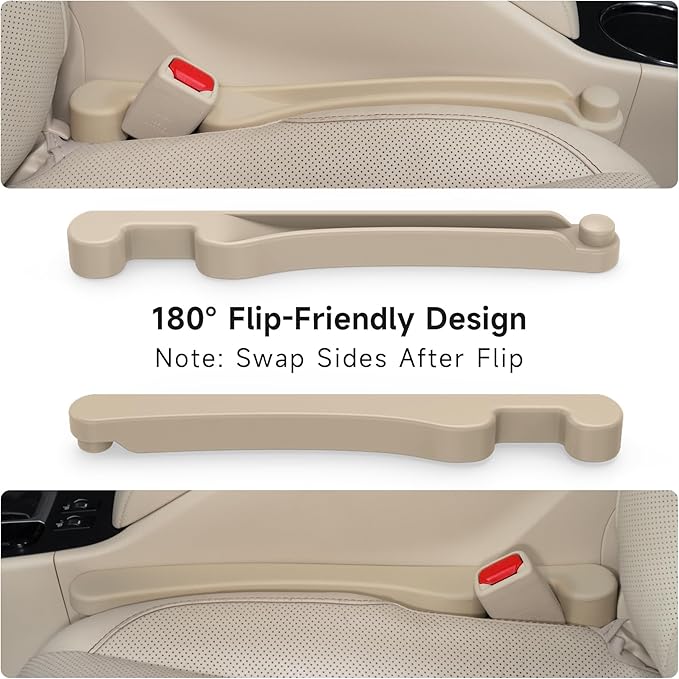 Car Seat Gap Filler Set of 2, Soft Foam Multifunctional Seat Side Gap Filler with Organizer & Hook Function, 3in1 Gap Stopper Universal Fit Car SUV Truck Fill The Gap Between Seat & Console