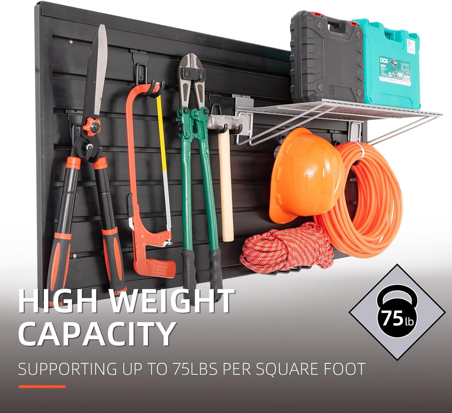 Slatwall Panel Garage Slat Wall Storage Systems, PVC Slat Wall Paneling Garage Tool Organizer Wall Mount, Black 4’x2’ Slatwall Panels Garage Wall Organizer, Garage Storage & Organization Products