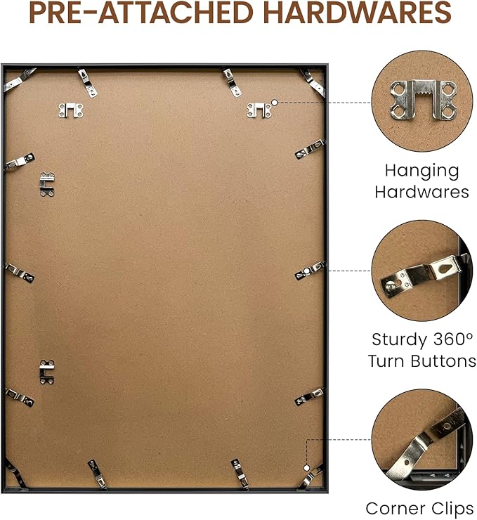 Heimlove 19x25 Metal Picture Frame,Black Aluminum Wall Gallery Poster Puzzles Artwork frames-Real Tempered Glass,Mounting Horizontally or Vertically Decor for Wall-3 Pack