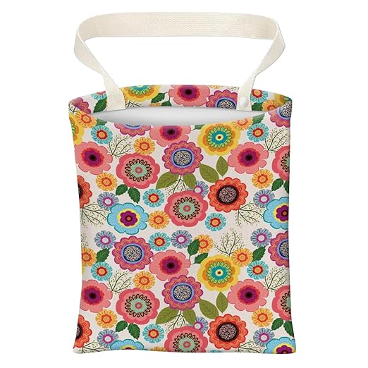 Car Trash Can, Cute Car Trash Bag, Hanging Car Organizer and Storage Bag, Trash Bin for Car Accessories, Vehicle, Travelling, Camping Cute Colorful Flowers