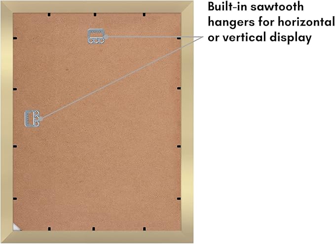 Americanflat 11x14 Picture Frame with Shatter-Resistant Glass - Set of 2 - Use as 8x10 Frame with Mat or Display 11x14 Photo Without Mat - Signature Collection - Picture Frames for Wall - Gold