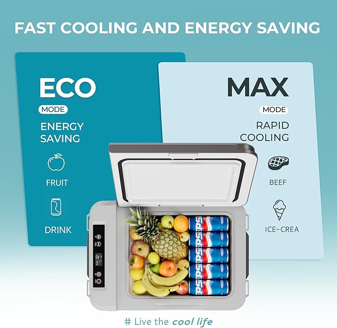 EUHOMY 12 Volt Refrigerator, 12 Quart (10L) Compressor Electric Cooler APP Control, Car Fridge 12/24V DC & 120-240V AC, Car Refrigerator -4℉~68℉, Portable Freezer for RV, Travel, Camping
