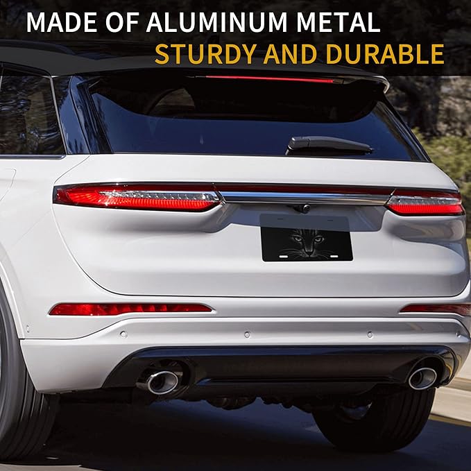 Front License Plate Black Cat Art Vanity Plates Aluminum Metal Decorative Car Tag Novelty License Plate Cover for Men Women ‎6 * 12 in (4 Holes)