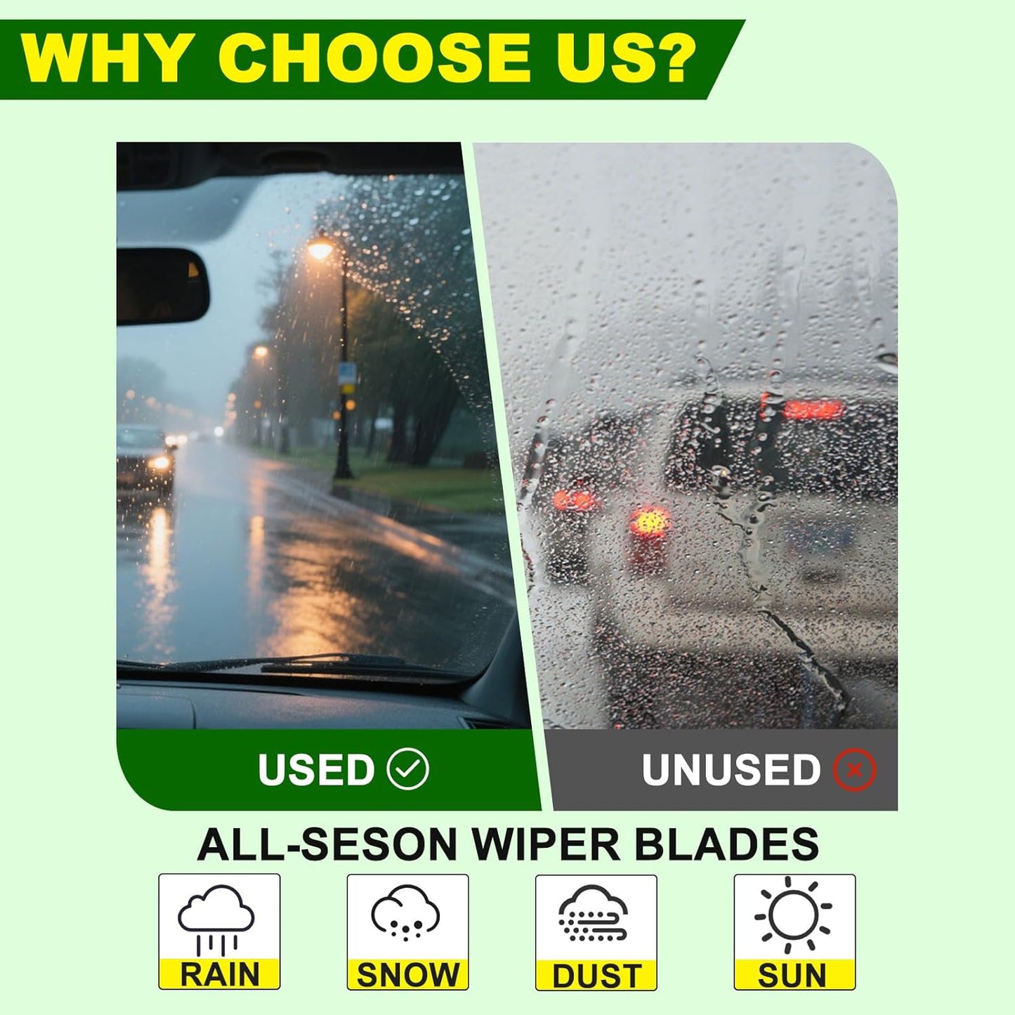 OEM Quality 22in + 19in Premium All-Season Windshield Wiper Blades for Original Equipment Replacement(Set of 2)